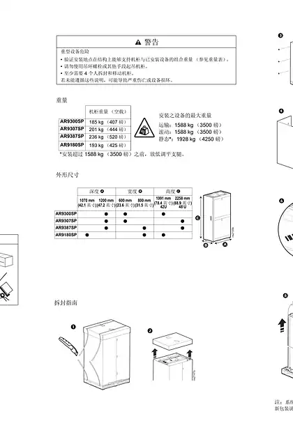 schneider施耐德NetShelter™ HS - X6 - 机柜 - 安装和重装指南
